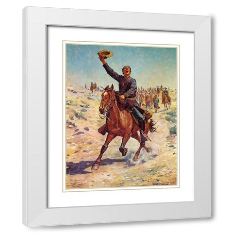 Nearing the Fort White Modern Wood Framed Art Print with Double Matting by Shreyvogel, Charles