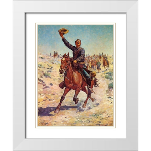 Nearing the Fort White Modern Wood Framed Art Print with Double Matting by Shreyvogel, Charles