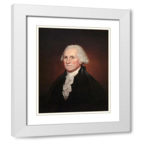 George Washington White Modern Wood Framed Art Print with Double Matting by Peale, Rembrandt