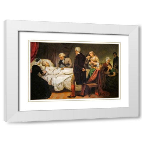 Washington on his Deathbed White Modern Wood Framed Art Print with Double Matting by Stearns, Junius Brutus