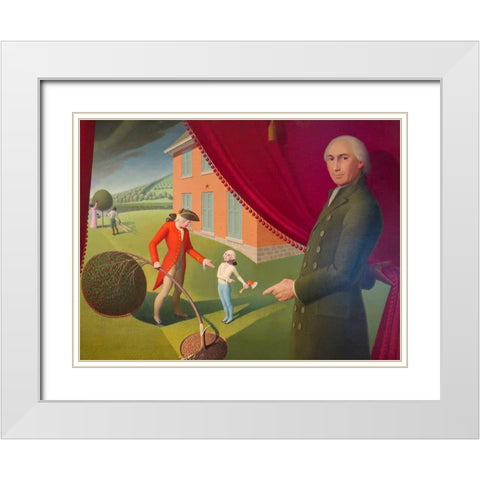 Parson Weemsâ€™ Fable White Modern Wood Framed Art Print with Double Matting by Wood, Grant