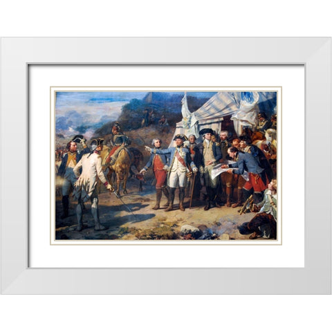 Siege of Yorktown White Modern Wood Framed Art Print with Double Matting by Couder, Auguste