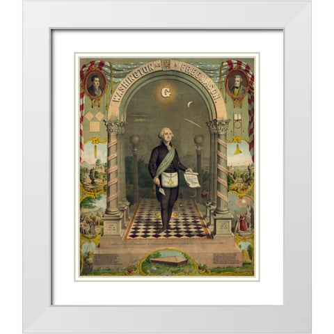 George Washington-freemason White Modern Wood Framed Art Print with Double Matting by Strobridge and Gerlach