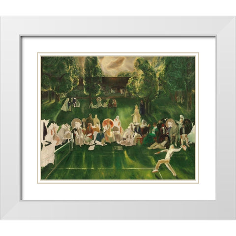 Tennis Tournament White Modern Wood Framed Art Print with Double Matting by Bellows, George