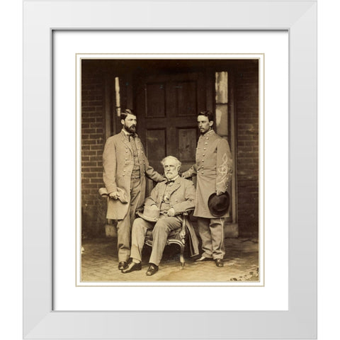 Genl. Robt. E. Lee and staff White Modern Wood Framed Art Print with Double Matting by M.B. Brady and Co