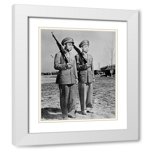 WWII Jackie Wilson (left) and Ray Robinson White Modern Wood Framed Art Print with Double Matting by U.S. Archives