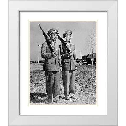WWII Jackie Wilson (left) and Ray Robinson White Modern Wood Framed Art Print with Double Matting by U.S. Archives