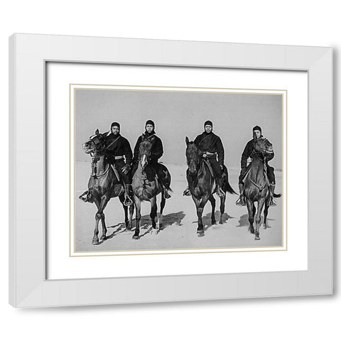 WWII members of a Coast Guard Horse Patrol unit White Modern Wood Framed Art Print with Double Matting by U.S. Archives