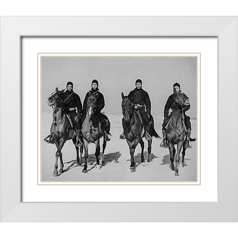 WWII members of a Coast Guard Horse Patrol unit White Modern Wood Framed Art Print with Double Matting by U.S. Archives