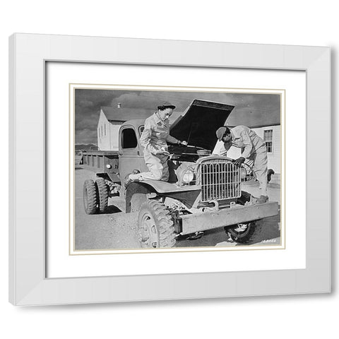 WWII Auxiliaries Ruth Wade and Lucille Mayo White Modern Wood Framed Art Print with Double Matting by U.S. Archives