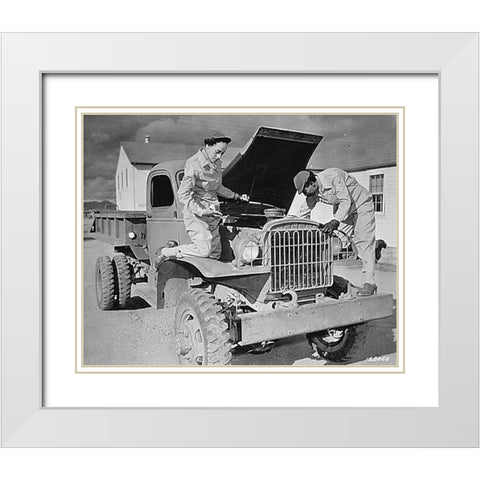 WWII Auxiliaries Ruth Wade and Lucille Mayo White Modern Wood Framed Art Print with Double Matting by U.S. Archives