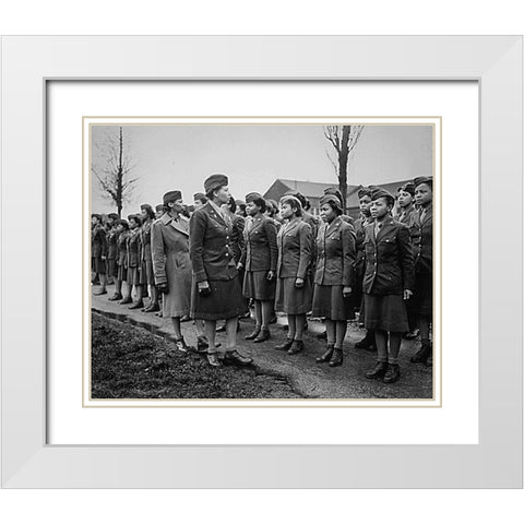 WWII Inspecting the Troops Somewhere in England White Modern Wood Framed Art Print with Double Matting by U.S. Archives