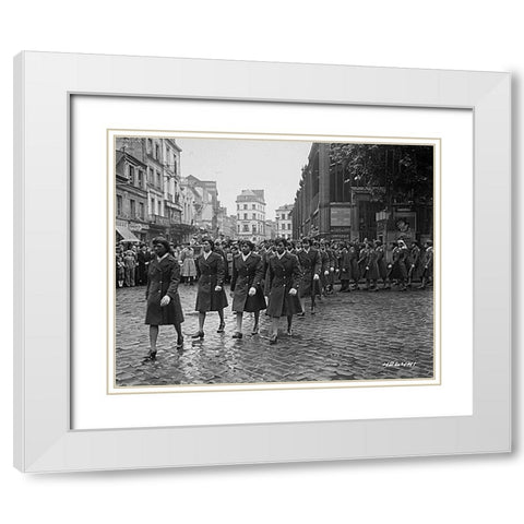 WWII Members of the 6888th Central Postal Directory Battalion White Modern Wood Framed Art Print with Double Matting by U.S. Archives