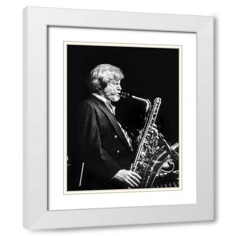 Gerry Mulligan White Modern Wood Framed Art Print with Double Matting by Gottlieb, William
