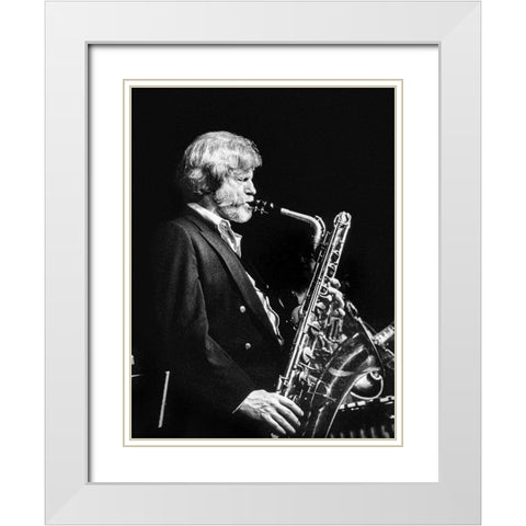 Gerry Mulligan White Modern Wood Framed Art Print with Double Matting by Gottlieb, William