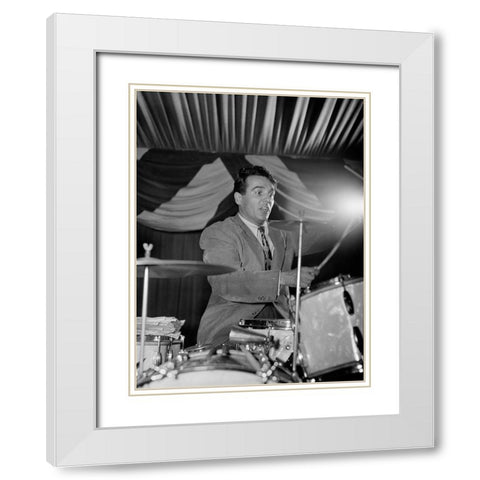 Gene Krupa White Modern Wood Framed Art Print with Double Matting by Gottlieb, William