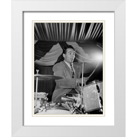 Gene Krupa White Modern Wood Framed Art Print with Double Matting by Gottlieb, William