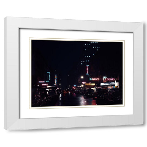 52nd Street-New York 1948 White Modern Wood Framed Art Print with Double Matting by Gottlieb, William