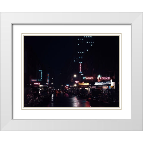 52nd Street-New York 1948 White Modern Wood Framed Art Print with Double Matting by Gottlieb, William