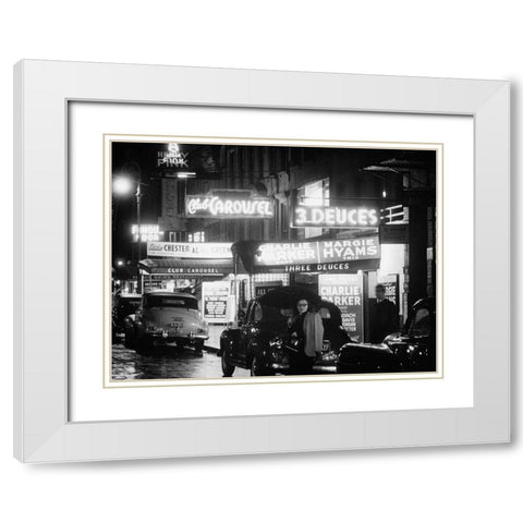 52nd Street-New York City 1948 White Modern Wood Framed Art Print with Double Matting by Gottlieb, William