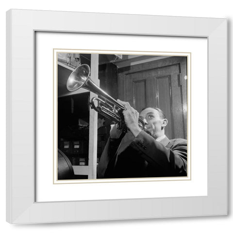 Wingy Manone New York 1947 White Modern Wood Framed Art Print with Double Matting by Gottlieb, William