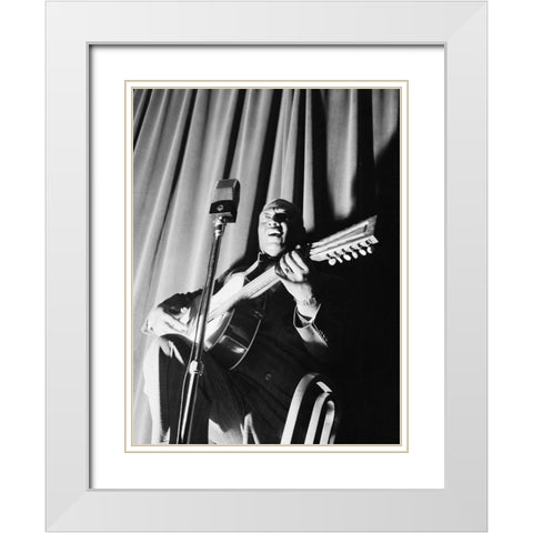 Leadbelly-National Press Club-Washington-D.C. White Modern Wood Framed Art Print with Double Matting by Gottlieb, William