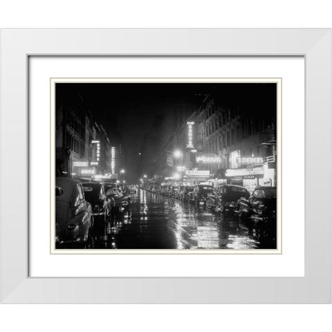 52nd Street-New York 1948 White Modern Wood Framed Art Print with Double Matting by Gottlieb, William