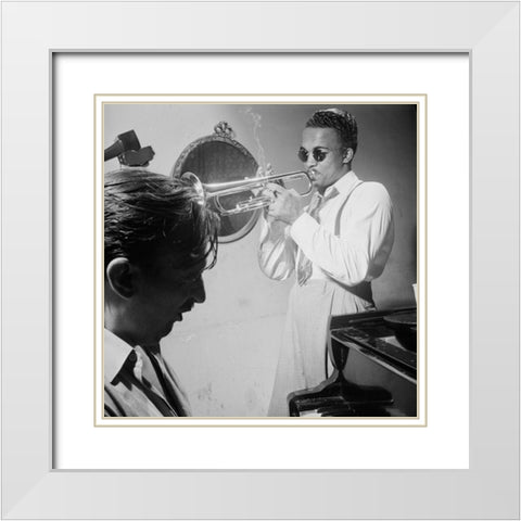Howard McGhee and Brick Fleagle-New York 1947 White Modern Wood Framed Art Print with Double Matting by Gottlieb, William