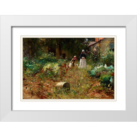 In the Garden White Modern Wood Framed Art Print with Double Matting by Forsyth, William J.