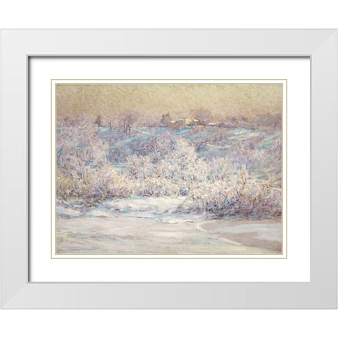 Frosty Morning White Modern Wood Framed Art Print with Double Matting by Adams, John Ottis