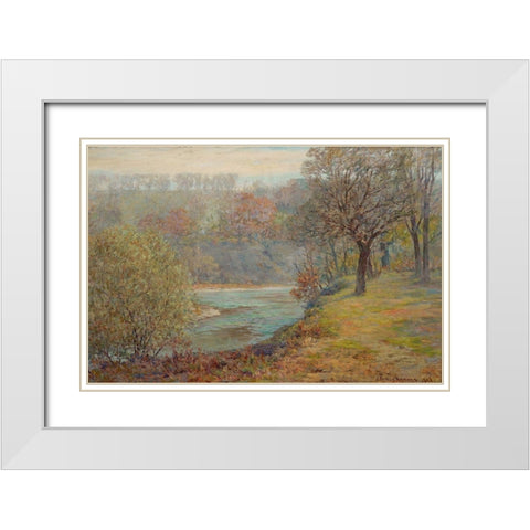 Late Autumn White Modern Wood Framed Art Print with Double Matting by Adams, John Ottis