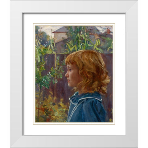Portrait of a Young Girl White Modern Wood Framed Art Print with Double Matting by Stark, Otto