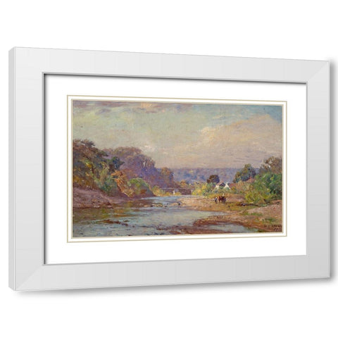 Brookville Landscape White Modern Wood Framed Art Print with Double Matting by Steele, Theodore Clement