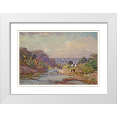 Brookville Landscape White Modern Wood Framed Art Print with Double Matting by Steele, Theodore Clement