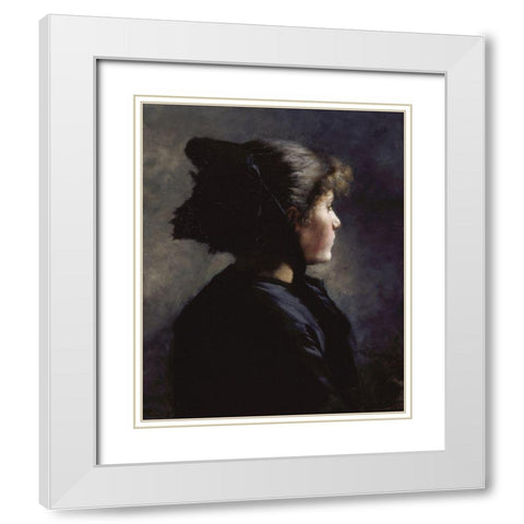 Munich Girl White Modern Wood Framed Art Print with Double Matting by Steele, Theodore Clement