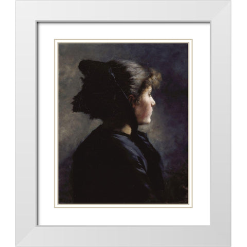Munich Girl White Modern Wood Framed Art Print with Double Matting by Steele, Theodore Clement
