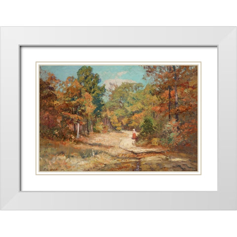 On the Road to Belmont White Modern Wood Framed Art Print with Double Matting by Steele, Theodore Clement