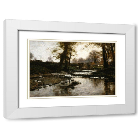 Pleasant Run White Modern Wood Framed Art Print with Double Matting by Steele, Theodore Clement