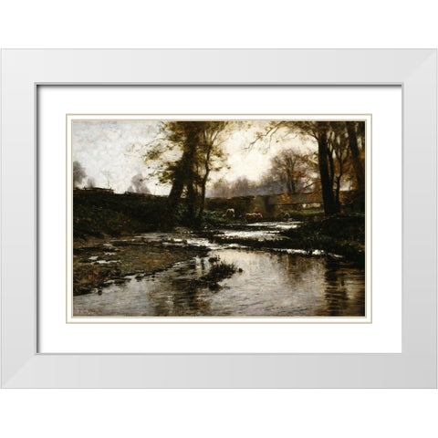 Pleasant Run White Modern Wood Framed Art Print with Double Matting by Steele, Theodore Clement