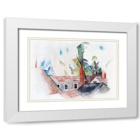 Rooftops and Trees White Modern Wood Framed Art Print with Double Matting by Demuth, Charles