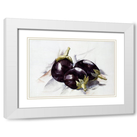 Eggplants White Modern Wood Framed Art Print with Double Matting by Demuth, Charles