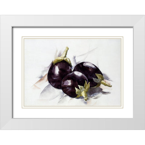 Eggplants White Modern Wood Framed Art Print with Double Matting by Demuth, Charles