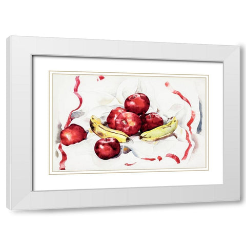 Still Life with Apples and Bananas White Modern Wood Framed Art Print with Double Matting by Demuth, Charles