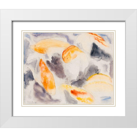 Fish Series-No. 4 White Modern Wood Framed Art Print with Double Matting by Demuth, Charles