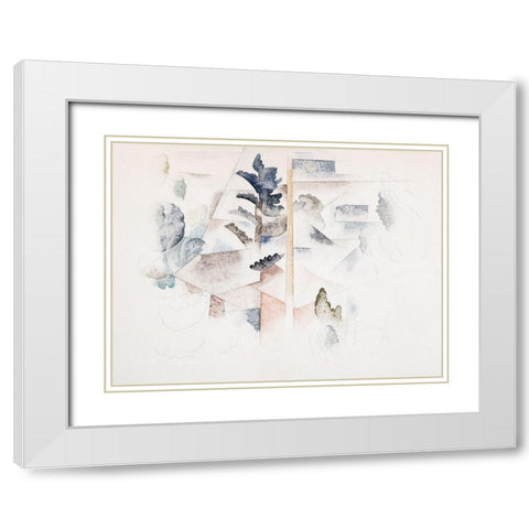 Bermuda-Trees and Architecture White Modern Wood Framed Art Print with Double Matting by Demuth, Charles