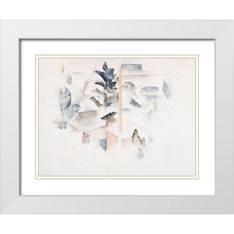 Bermuda-Trees and Architecture White Modern Wood Framed Art Print with Double Matting by Demuth, Charles