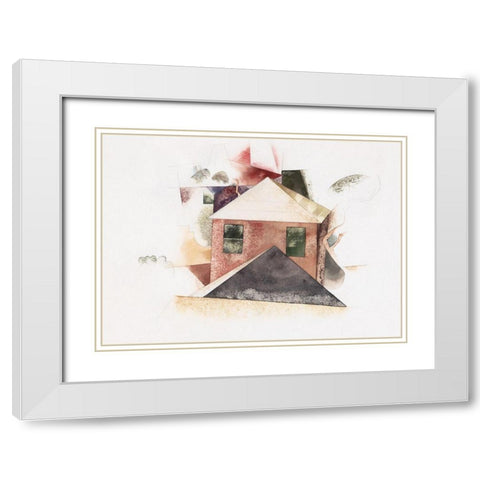 Houses with Red White Modern Wood Framed Art Print with Double Matting by Demuth, Charles