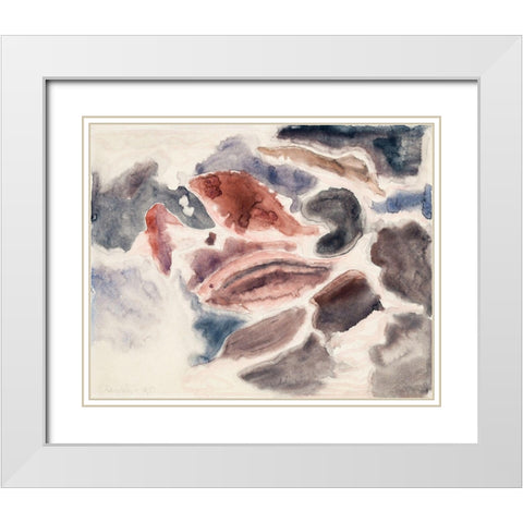 Fish Series-No. 2 White Modern Wood Framed Art Print with Double Matting by Demuth, Charles