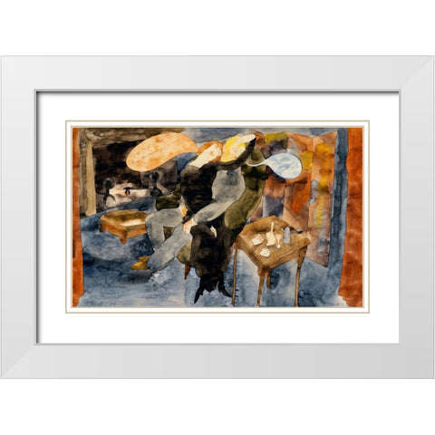 Lula and Alva SchÃ¶n White Modern Wood Framed Art Print with Double Matting by Demuth, Charles
