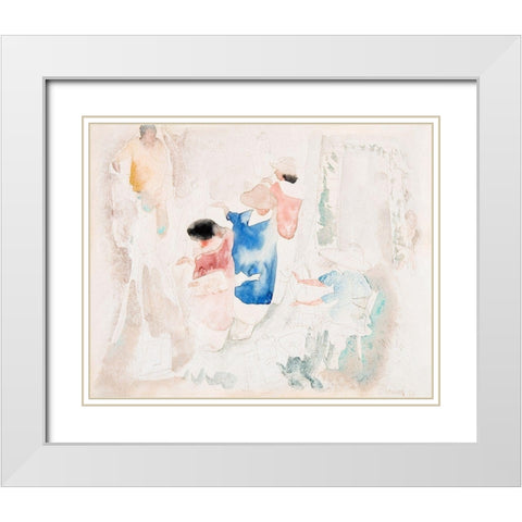 Artists Sketching White Modern Wood Framed Art Print with Double Matting by Demuth, Charles